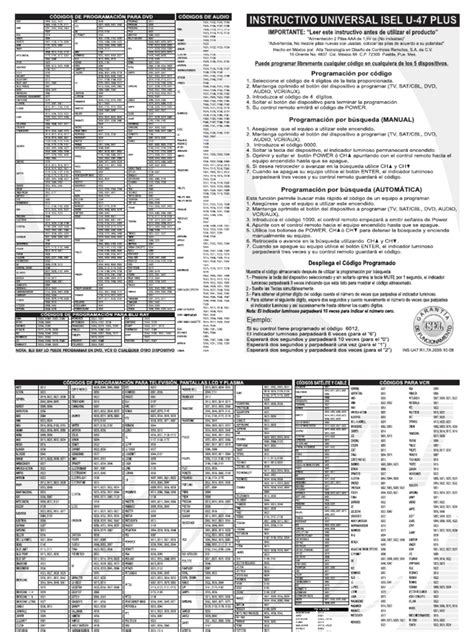 Codigos De Control Universal Isel