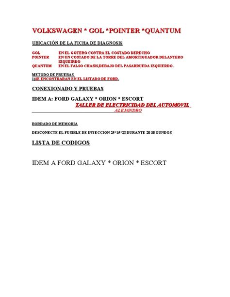 Codigos De Fallas Vw Gol Scribd Com
