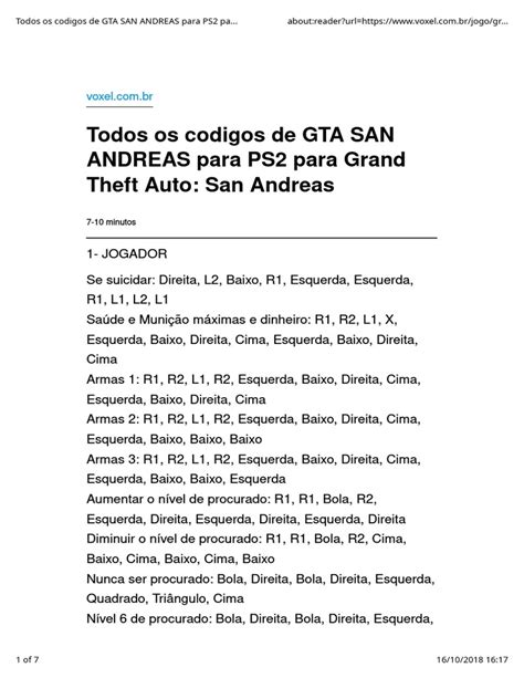 Codigos Gta Ps2 San Andreas