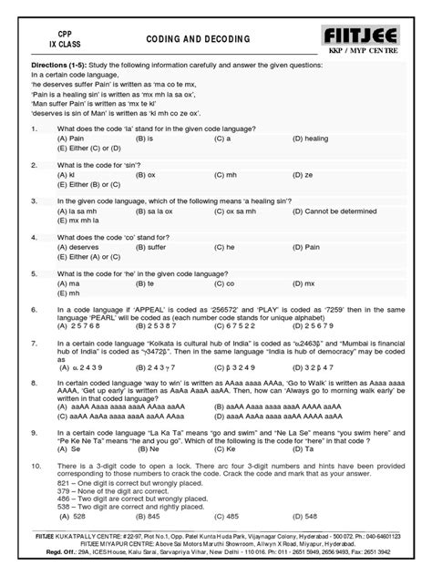 coding and decoding pdf - pdfprof.com