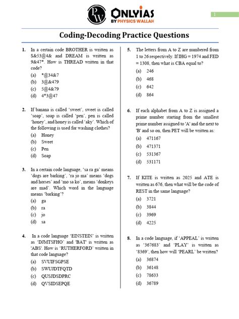 Coding Decoding Questions Pdf