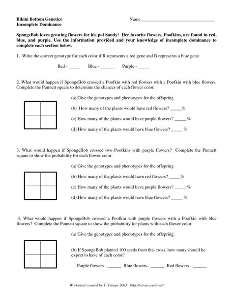 Codominance Incomplete Dominance Worksheet Answers Codominance Worksheet Answers - Codominance Worksheet Answers