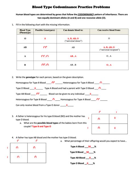Codominance Practice Problems With Answers