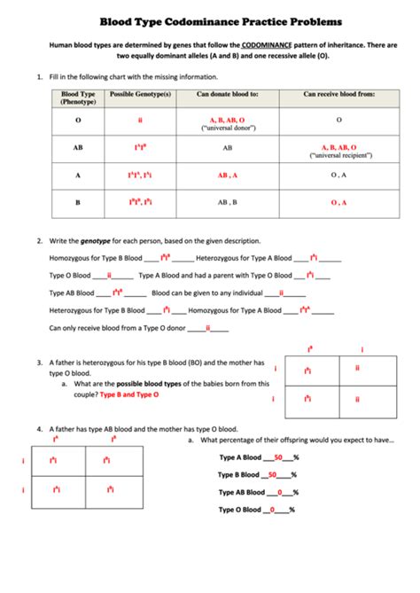Download Codominance Worksheet Blood Types Answers 