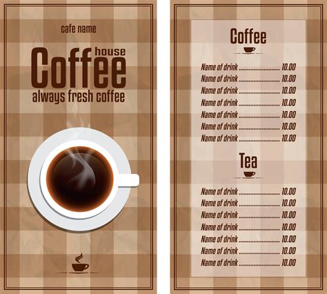 coffee house menu card