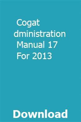 Cogat Test Administration Manual