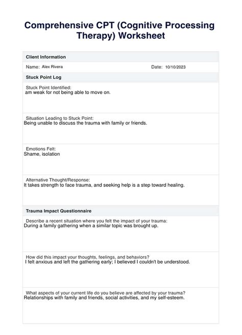 Download Cognitive Processing Therapy Workbook 