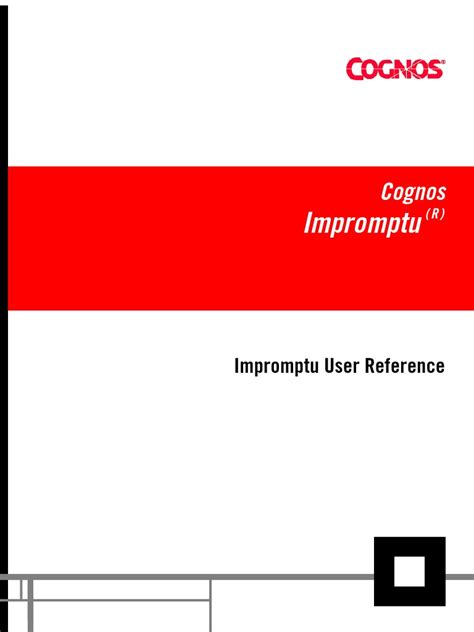 Read Cognos Impromptu User Guide 