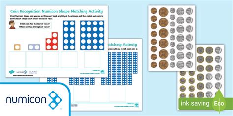 Coin Recognition Numicon Shapes Matching Worksheet Twinkl Matching Coins Worksheet - Matching Coins Worksheet