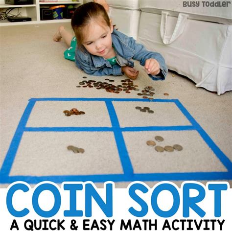 Coin Sorting Preschool Math Activity Busy Toddler Math Coins - Math Coins
