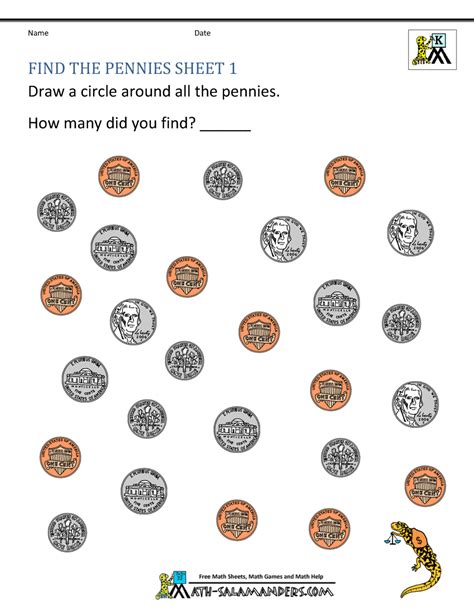 Coins For Kids Worksheets 99worksheets Kindergarten Coin Worksheets - Kindergarten Coin Worksheets
