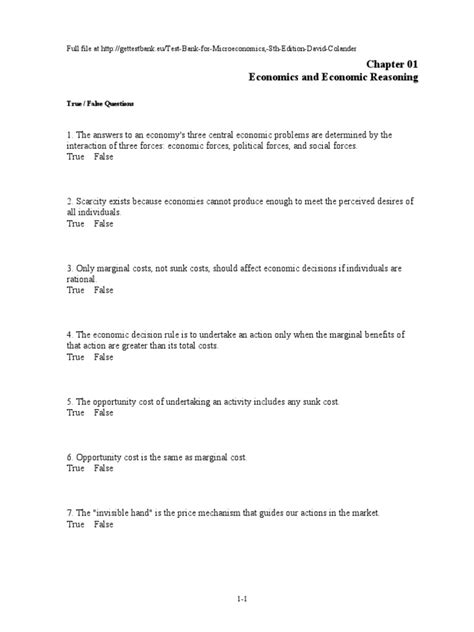 Full Download Colander Microeconomics 8Th Edition Test Questions 