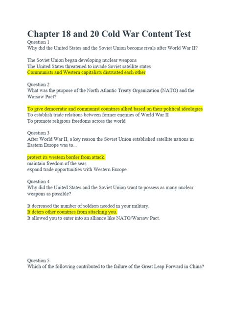 Read Online Cold War Chapter Test 