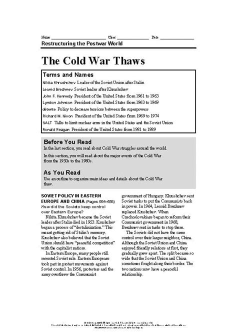 Read Online Cold War Thaws Guided Reading 