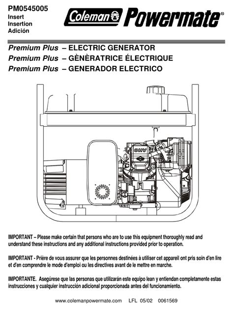 Download Coleman Powermate Generator Parts Manual 
