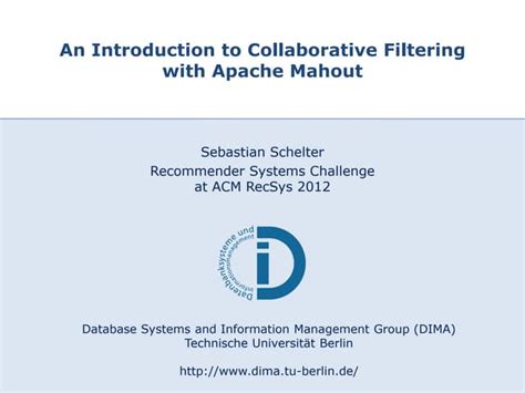 Collaborative Filtering With Apache Mahout Researchgate