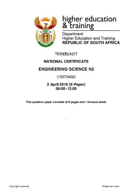 College Engineering Science N2 Question Papers