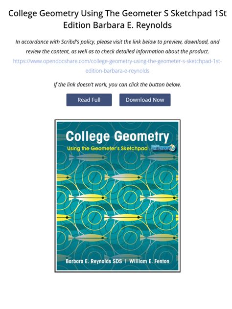 College Geometry Using The Geometers Sketchpad 1st Edition By Barbara E Reynolds