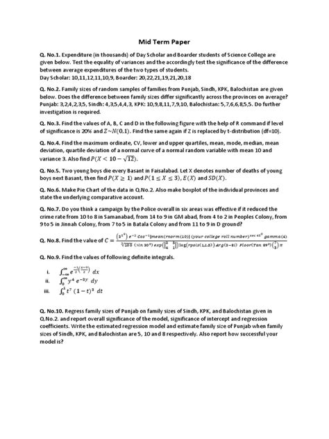 College Mid Term Paper Example