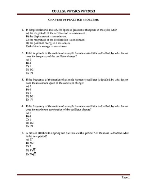 College Physics Practice Problems With Solutions