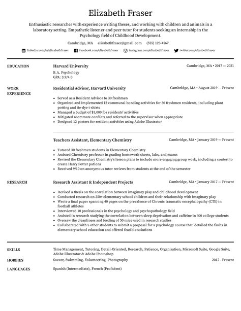 College Student Resume Example With Tips And Template Student Resume For College - Student Resume For College