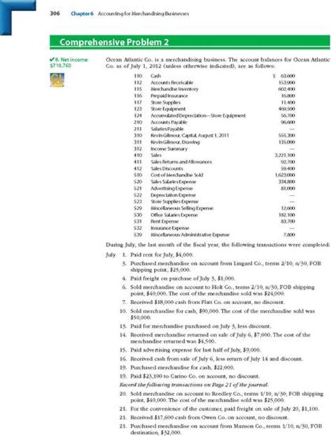 Read Online College Accounting 21St Edition Comprehensive Problem 2 