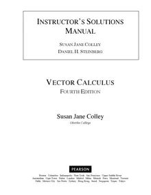 Colley Vector Calculus Solutions Manual