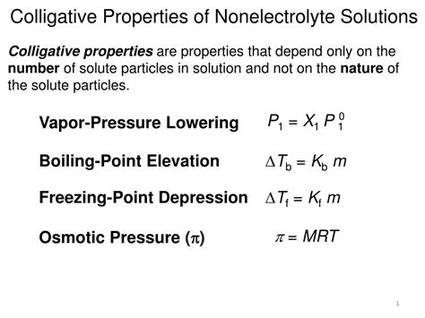 Colligative Properties Of Nonelectrolyte Solutions