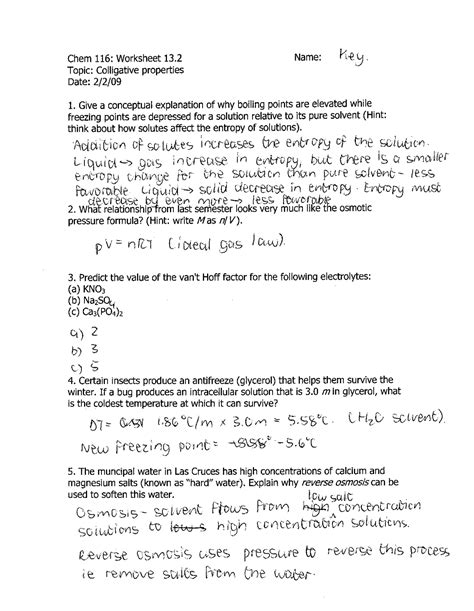 Colligative Properties Worksheet Answers   Solution Experiment 2 Colligative Properties Studypool - Colligative Properties Worksheet Answers