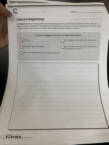 Colonial Beginnings Icivics Answer Key