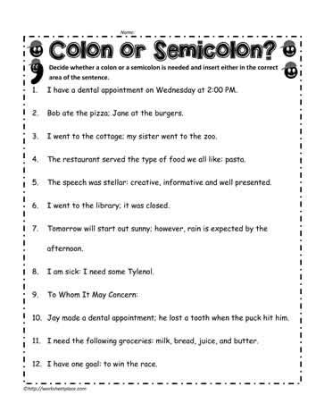 Colons And Semicolons Worksheet Using Semi Colons Colons Semicolons And Colons Worksheet Answers - Semicolons And Colons Worksheet Answers