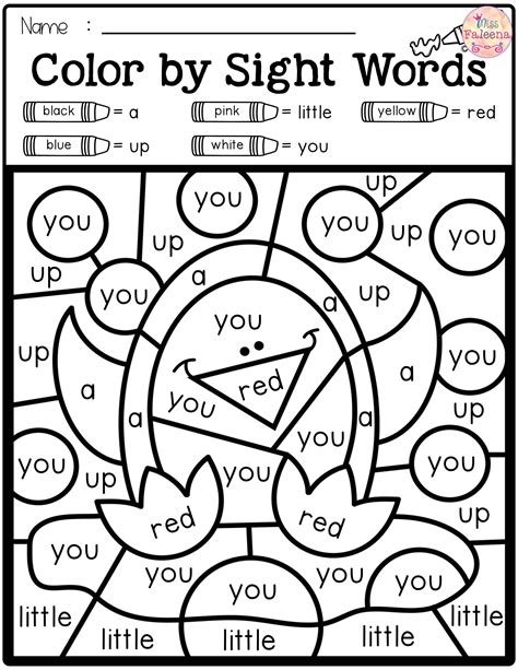 Color By Code Sight Words Printables For Kindergarten Sight Word Coloring Sheets For Kindergarten - Sight Word Coloring Sheets For Kindergarten