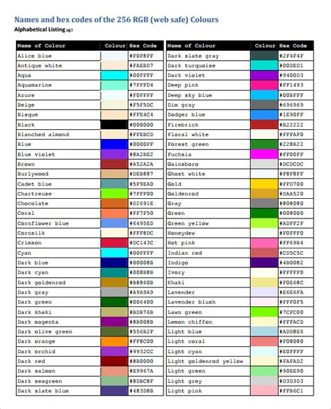 Color Chart Colors By Name Amp Html Color Color By Number 110 - Color By Number 110