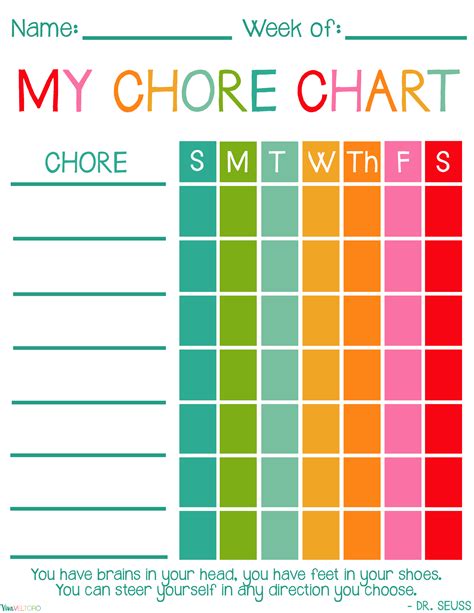 Color Chart For Kids   Chore Charts For Kids - Color Chart For Kids