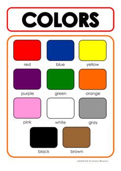 Color Charts For Kindergarten Tpt Colour Charts For Kindergarten - Colour Charts For Kindergarten