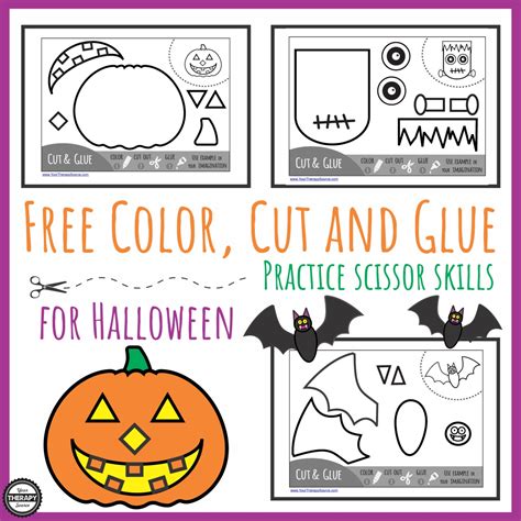 Color Cut Glue Halloween Practice Scissor Skills Color Cut And Glue - Color Cut And Glue