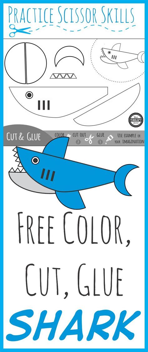 Color Cut Glue Shark Freebie Just In Time Color Cut And Glue - Color Cut And Glue