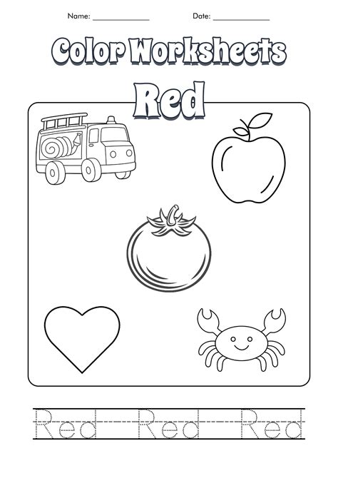 Color Each Object Red Preschool Worksheet Free Red Worksheets For Preschool - Red Worksheets For Preschool