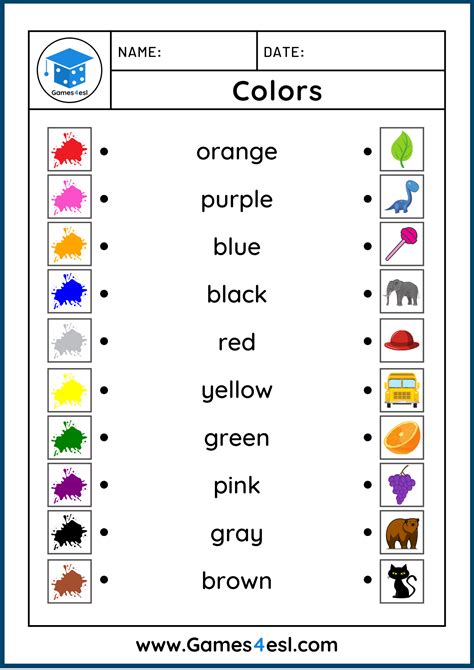 Color Of Objects Worksheets K5 Learning Matching Colors Worksheet - Matching Colors Worksheet