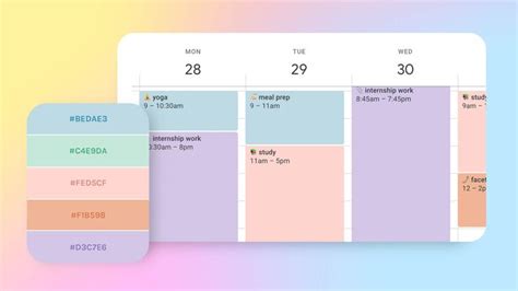 color palette for google calendar - Pinterest