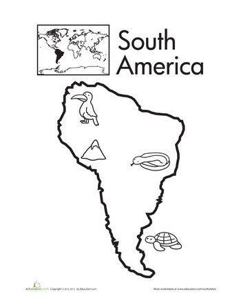 Color The Continents South America Worksheet Education Com South America Worksheet - South America Worksheet
