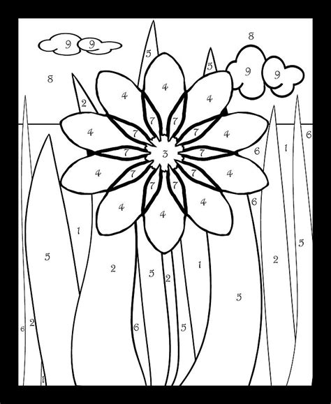 Color This Flower By Numbers Uptoten Color By Numbers Flowers - Color By Numbers Flowers