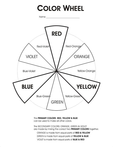 color wheel Worksheets, Coloring Pages, and other Random Printouts