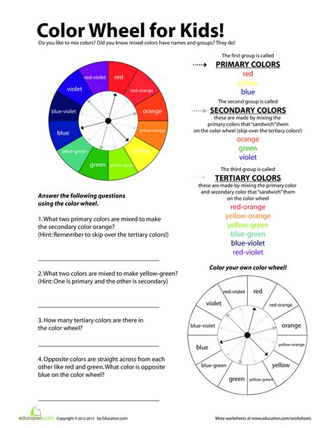 Color Wheel Chart For Kids Color Chart For Kids - Color Chart For Kids