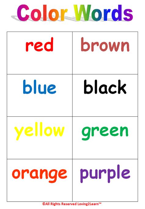 Color Words Library Of Learning Resources Learning Color Words Reading Answers - Learning Color Words Reading Answers