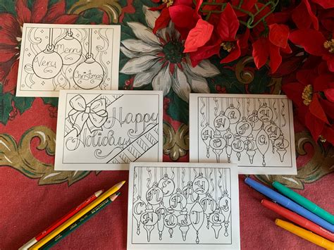 Color Your Own Christmas Cards   21 Printable Christmas Cards To Color Parties Made - Color Your Own Christmas Cards
