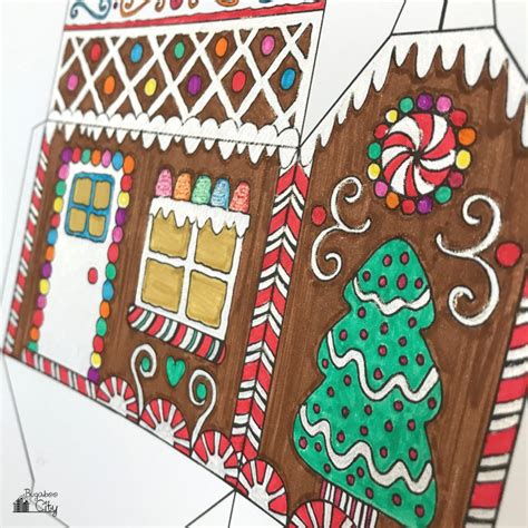 Color Your Own Gingerbread House Treat Box Crafting Gingerbread House To Color - Gingerbread House To Color