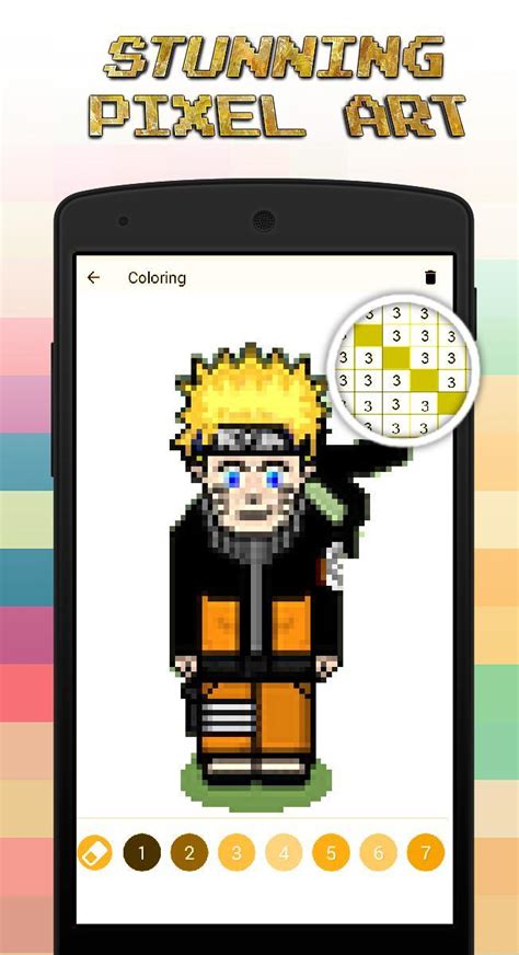 Color By Number Naruto pixel art Mod Apk Unlimited Android  apkmodfree com