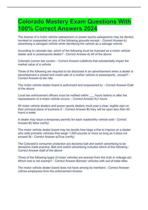 colorado mastery exam study guide