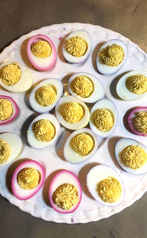 colored devilled eggs